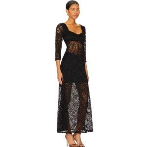 Free People Black Lace Maxi Dress Adored Large New